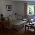 Ferienhaus Spreewald Wohnzimmer mit Kamin